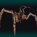 3D Rendered Fantasy Monster Creature With Open Mouth Multiple Limbs Sharp Claws And Curved Horns