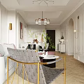 Modern Living Dining Room Interior With Grey Sofa Pink Cushions And Floor Lamp