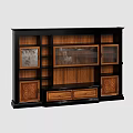 Elegant TV Cabinet With Dark Frame Wooden Panels Glass Doors Drawers And Decorative Patterns