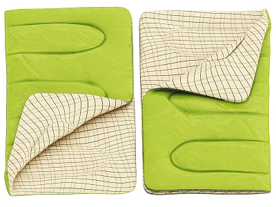 Green Folded Mats With Beige Grid Pattern Lining And Soft Surface Design 3d model