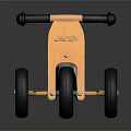 Stylish Kids Tricycle With Wooden Frame Orange Turquoise Wheels Black Seat And Handles