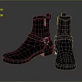 Black Leather Ankle Boots With Zipper Buckle And Golden Heel Design