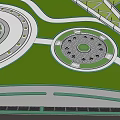 Park Landscape With Decorative Light Tree Structure Green Trees And People Walking