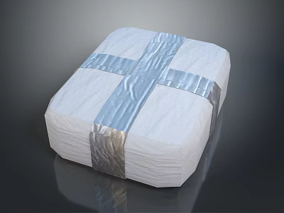 White Stacked Paper Towels With Silver Ribbon Tied Crosswise For Daily Use 3d model