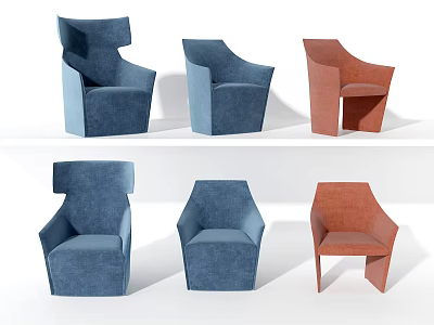 Stylish Accent Chairs Showcasing Various Modern Designs Blue And Brown Colors 3d model