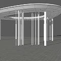 Modern Circular Pavilion Design With White Columns And Grid Floor Paving 3d model