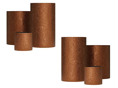Copper Colored Cylindrical Ceramic Vessels In Grouped Sets With Various Sizes For Home Decor 3d model