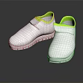 White Casual Shoes with Green Collar and Velcro Straps for Comfortable Everyday Wear