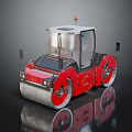 Red And Silver Road Roller With Enclosed Cab And Heavy Duty Rollers 3d model