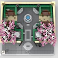 Lego toy blocks garden park cherry blossom fountain 3d model