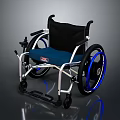Modern Medical Device Wheelchair With Black And Blue Seat Silver Frame And Blue Wheels