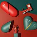 Stylish Red And Green Wireless Earbuds Charging Case Mobile Digital Accessories