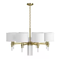 Elegant Modern Chandelier with Brass Frame Multiple White Shades and Hanging Chain Design