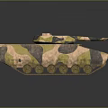 Military Tank With Camouflage Pattern Yellow Brown Black Colors And Tracks