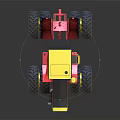 Toy Tractor Model With Red Yellow Body Large Tires And Shiny Surface