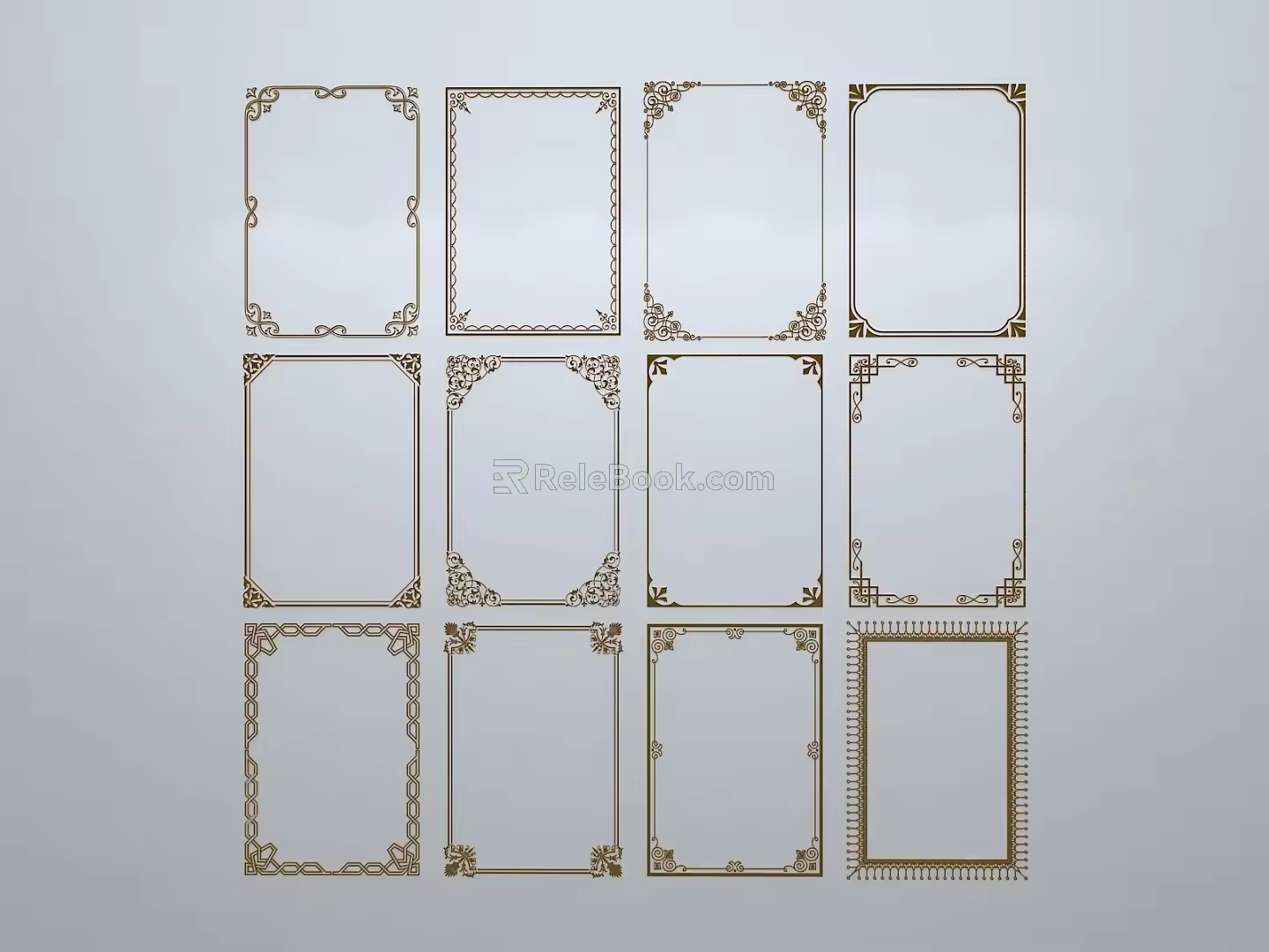 Chinese-style window grilles silhouette pane window sill border openwork window 3d model