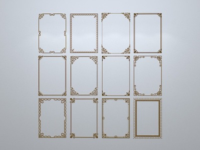 Chinese-style window grilles silhouette pane window sill border openwork window 3d model