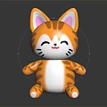 Cute Cartoon Style Orange And White Cat Doll With Pink Ears Smiling Expression Sitting Pose