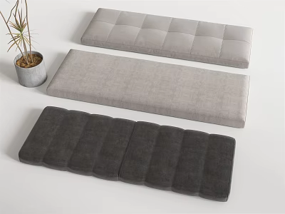 Soft Textured Rectangular Seat Pads In Three Different Gray Tones For Home Living 3d model