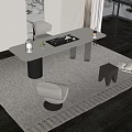 Modern Home Office Desk With Accent Chair Table Lamp And Area Rug By Window