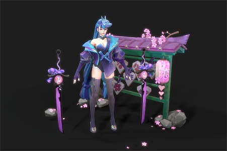 Anime character female mage 3d model