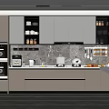 Modern Kitchen Interior Design With Grey Cabinets Appliances And Island Counter