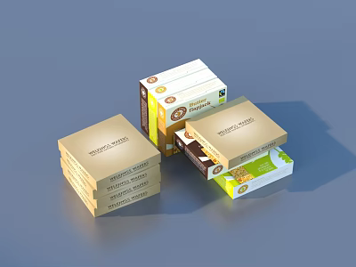 Stacked Product Boxes With Various Designs For Natural Food Packaging 3d model