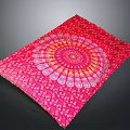 Vibrant Pink Throw Blanket With Intricate Circular Mandala Pattern For Home Decor 3d model
