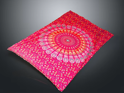 Vibrant Pink Throw Blanket With Intricate Circular Mandala Pattern For Home Decor 3d model