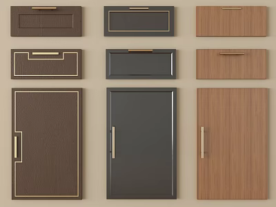 Stylish Wardrobe Doors with Various Designs Metal Handles and Color Options 3d model