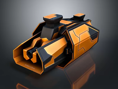 Futuristic Orange And Black Mechanical Device With Geometric Shape And Smooth Surface 3d model