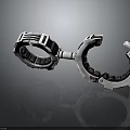 Silver Mechanical Ring Device With Interlocking Structure And Metallic Components 3d model