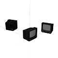 Three Black Vintage Televisions With Retro Style Classic Screens And Old Design
