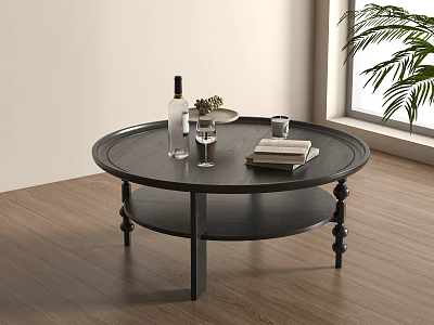 French vintage coffee table wood 3d model