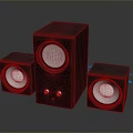 Modern Black Three Piece Computer Speaker System With Round Drivers 3d model