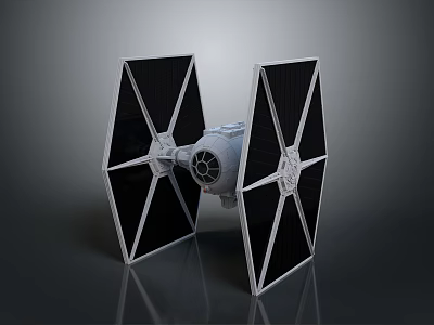 Futuristic TIE Fighter Spacecraft Model With Detailed Wing Structure And Engine 3d model
