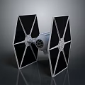 Futuristic TIE Fighter Spacecraft Model With Detailed Wing Structure And Engine