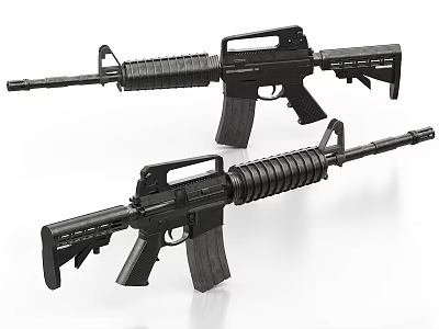 Modern Black Assault Rifles With Tactical Design And Military Style Features 3d model