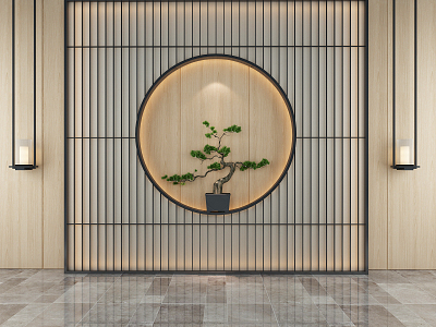 New Chinese background wall 3d model