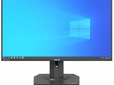 ASUS Computer Monitor With Windows Interface Blue Screen Black Frame And Stable Base 3d model