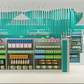 Modern Pharmacy Interior With Shelves Products Display Counter And Bright Lighting
