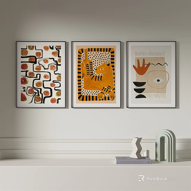 Abstract Framed Wall Art With Geometric Sculptures And Modern Home Decor Elements 3d model