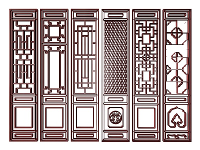 New Chinese Style Flower Window Carved Hollow Carved Door and Window Lattice Door and Window Carved Wood Carved Window Carved Door Carved Lattice Flower Window Carved Screen Partition 3d model