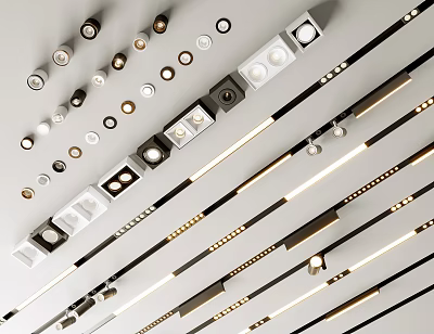 Modern Downlights And Spotlights With Diverse Designs For Ceiling Lighting Fixtures 3d model