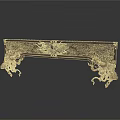 Vintage Copper Decorative Long Ornament With Intricate Eagle And Dragon Carvings And Four Clawed Feet