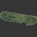 Green Sunken Water Transport Vessel With Underwater Hull And Detailed Structure Features