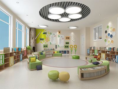 Modern Kindergarten Library Reading Room model