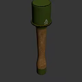 Green Cylindrical Object With White Triangle Logo And Wooden Handle