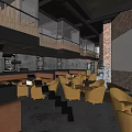 Stylish Bar Interior Design With Round Wooden Counter Bottle Shelves And TV Screen