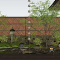 Relaxing Japanese Courtyard Garden with Bamboo Fence Stone Lantern Lush Plants Rocks and Wooden Deck